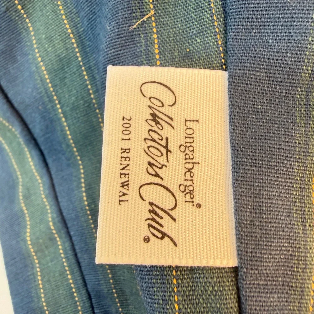 Longaberger Basket Liner Collectors Club 2001 Renewal Blue Green Striped Ruffle